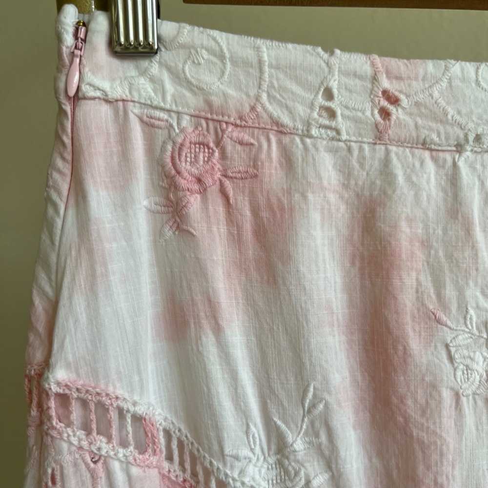 LoveShackFancy Garcelle tie-dyed crochet and broderie midi/maxi skirt size 2 - Picture 6 of 16